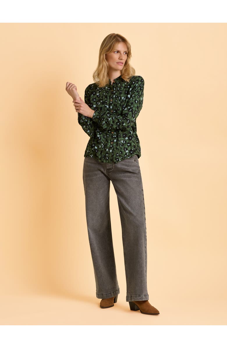 Brakeburn Mylla Long Sleeve Leopard Print Shirt, Alternate, color, Green