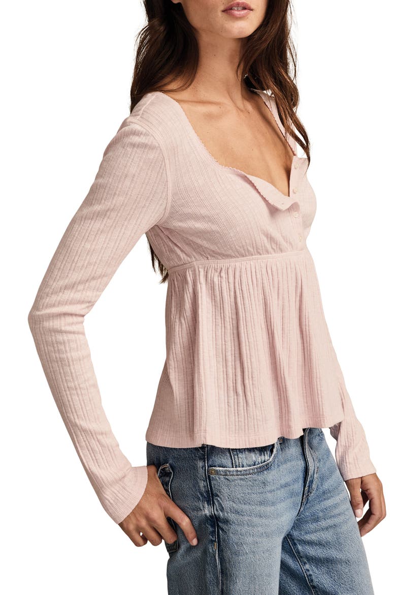 Babydoll Henley Top, Alternate, color, SEPIA ROSE