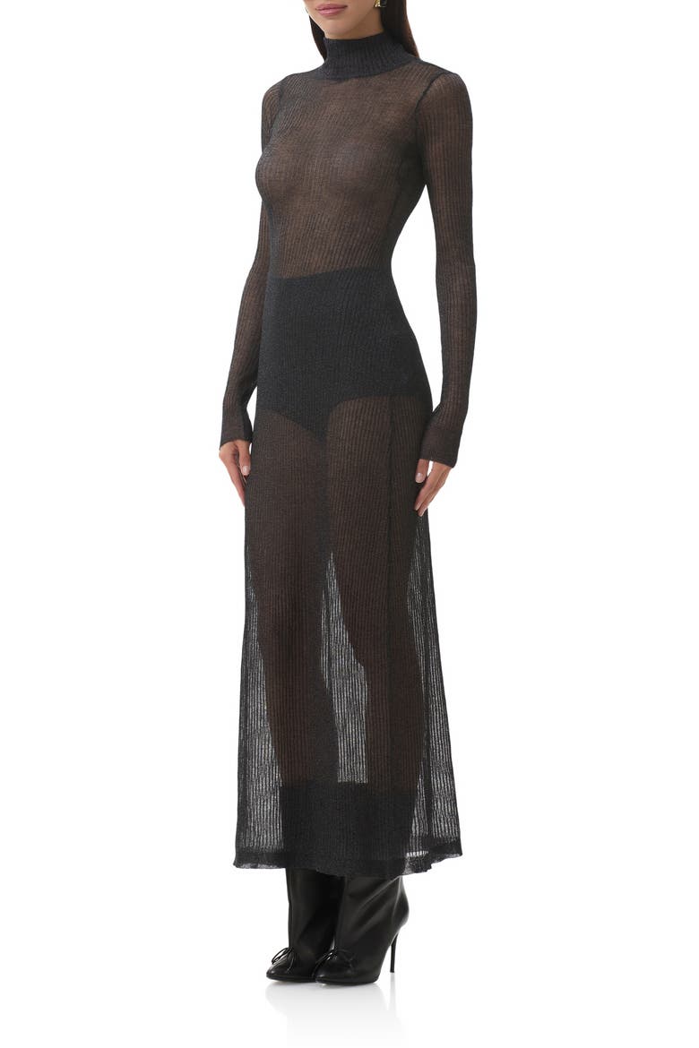 Vilas Long Sleeve Sweater Dress with Shorts, Alternate, color, NOIR