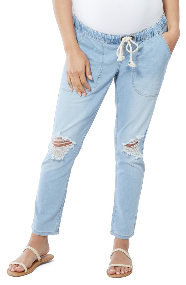 Ingrid & Isabel<sup>®</sup> Drawstring Maternity Boyfriend Jeans, Main, color, 