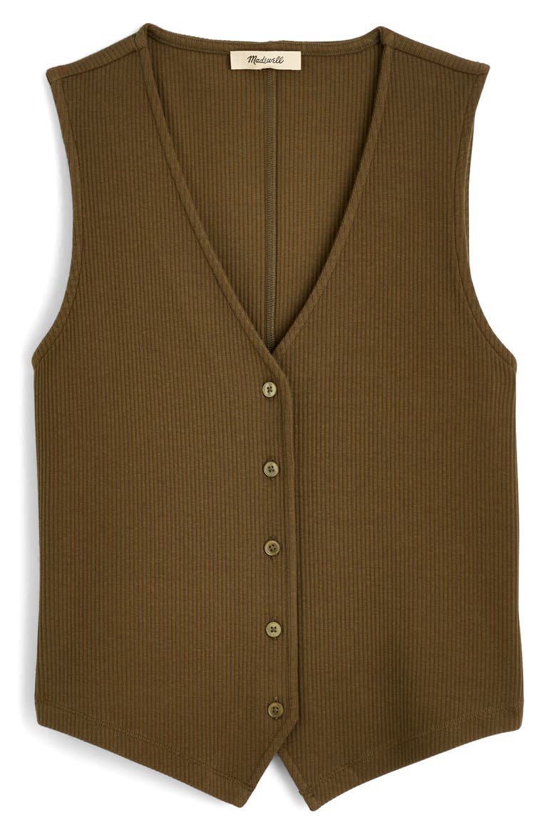 Rib V-Neck Vest, Alternate, color, FADED IVY