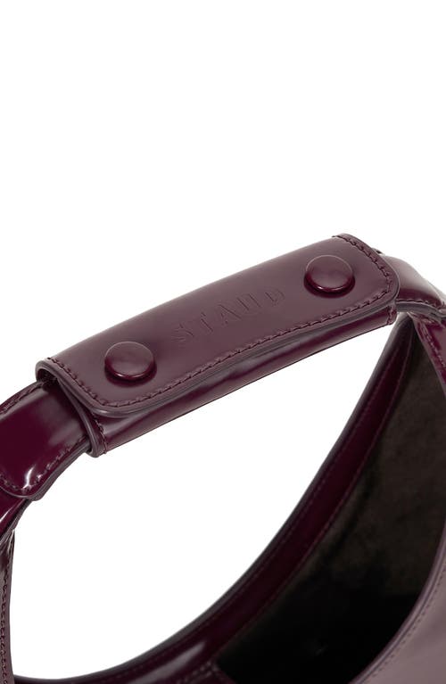 Staud Curved Shoulder Bag Adjustable Strap Top Handle In Burgundy