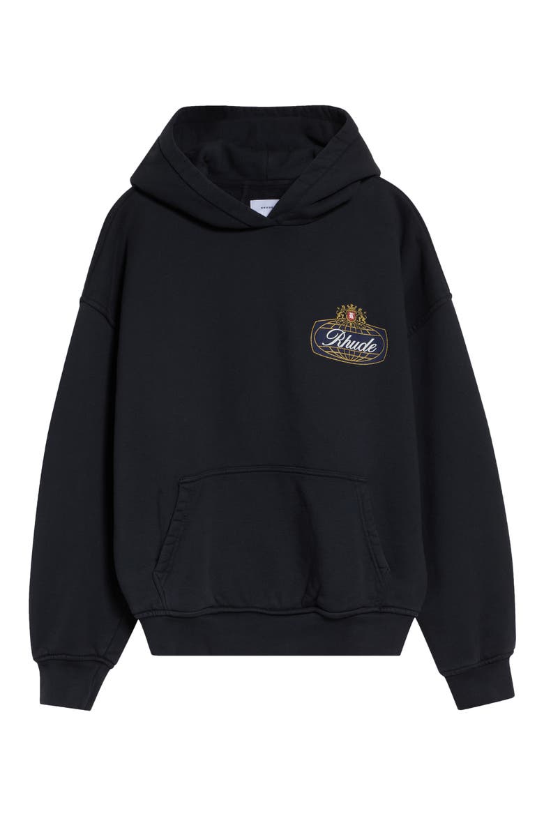 Safari Crest Oversize Cotton Pullover Hoodie, Alternate, color, VINTAGE BLACK/ BLUE/ RED