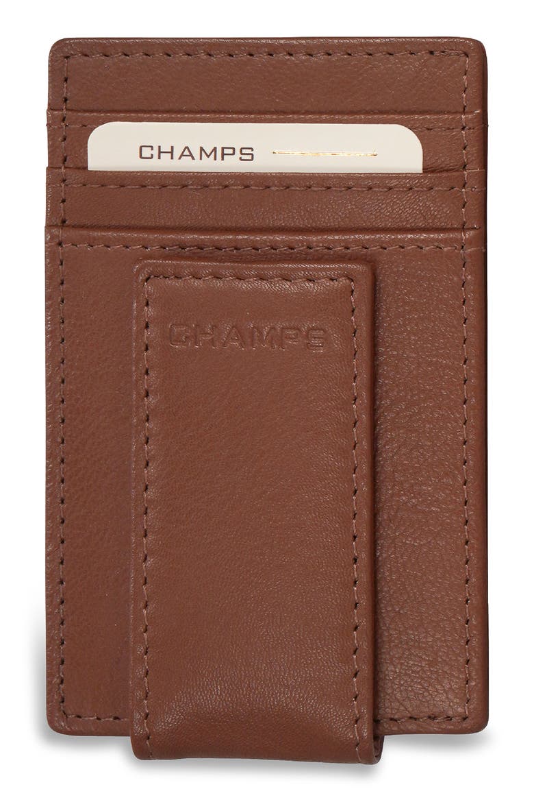 Leather Magnetic RFID Card Case, Main, color, BROWN