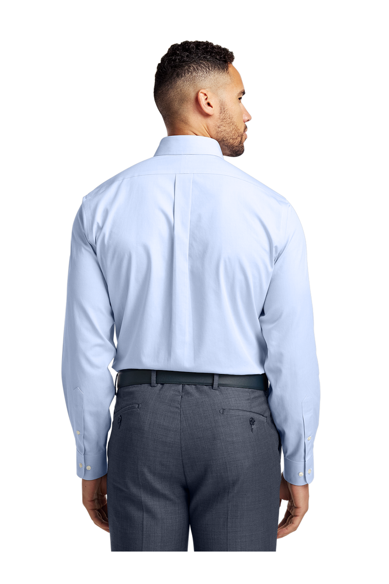 Slim Fit Non-iron Cotton Pinpoint Solid Button Down Collar Dress Shirt, Alternate, color, Blue