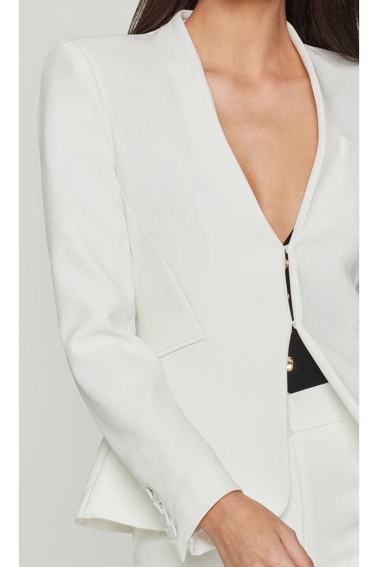 Sebas Peplum Crepe Jacket, Alternate, color, White