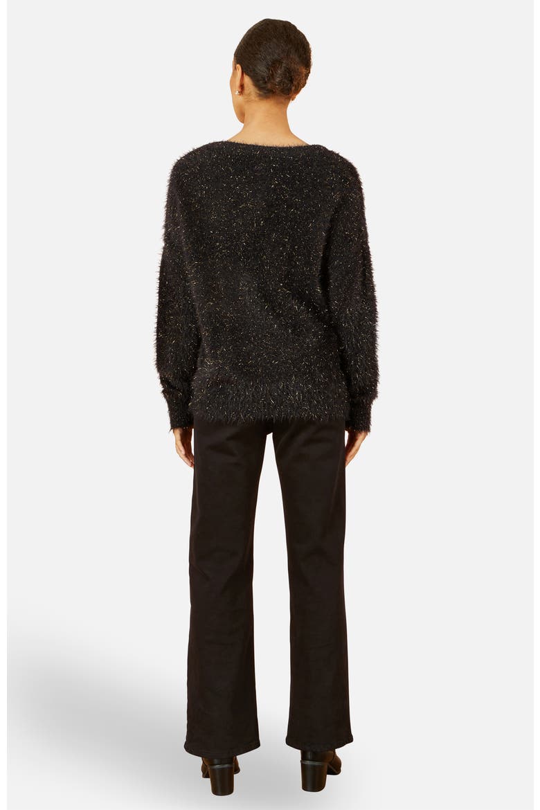 Metallic Fluffy Eyelash Relaxed Jumper, Alternate, color, Black