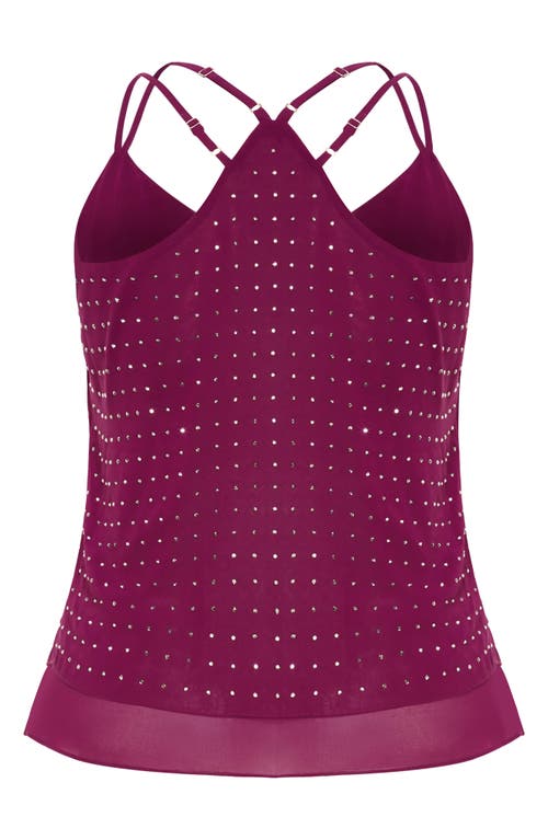 City Chic Rosalia Studded Tank Top In Purple