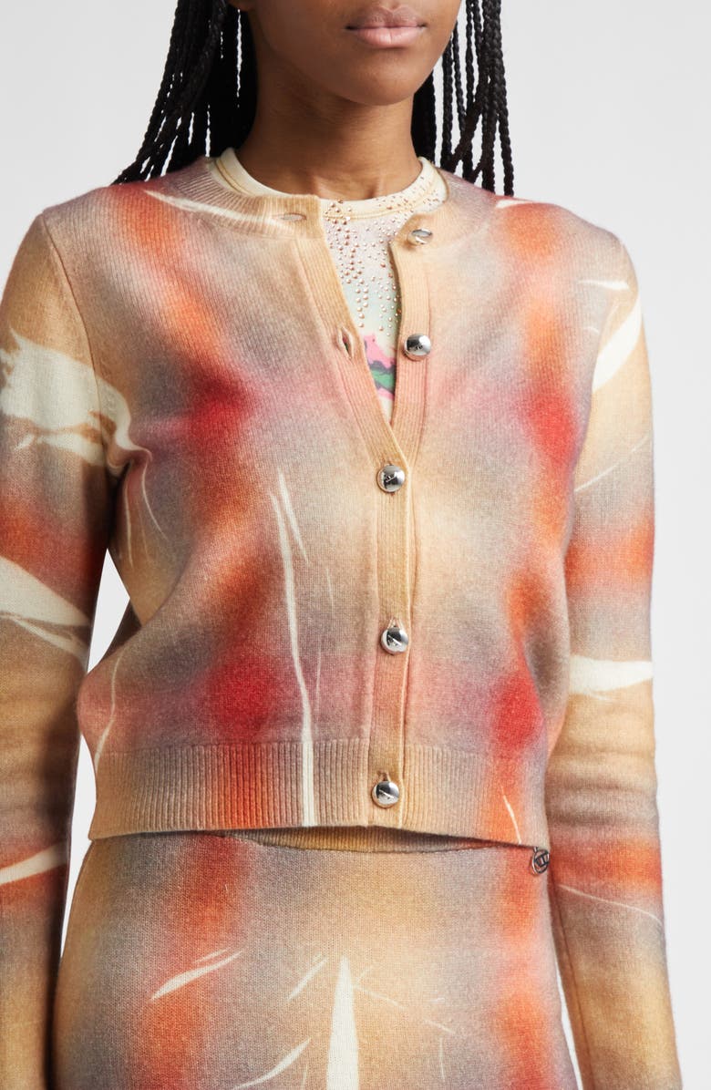 DIESEL<sup>®</sup> M-Chloty Distorted Check Wool Cardigan, Alternate, color, Red Multi