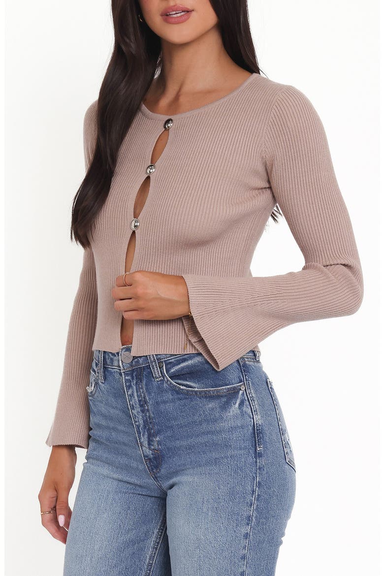 Rosienna Keyhole Cutout Rib Sweater, Alternate, color, TAUPE