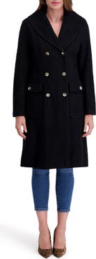 Kensie Double Breasted Bouclé Walker Coat