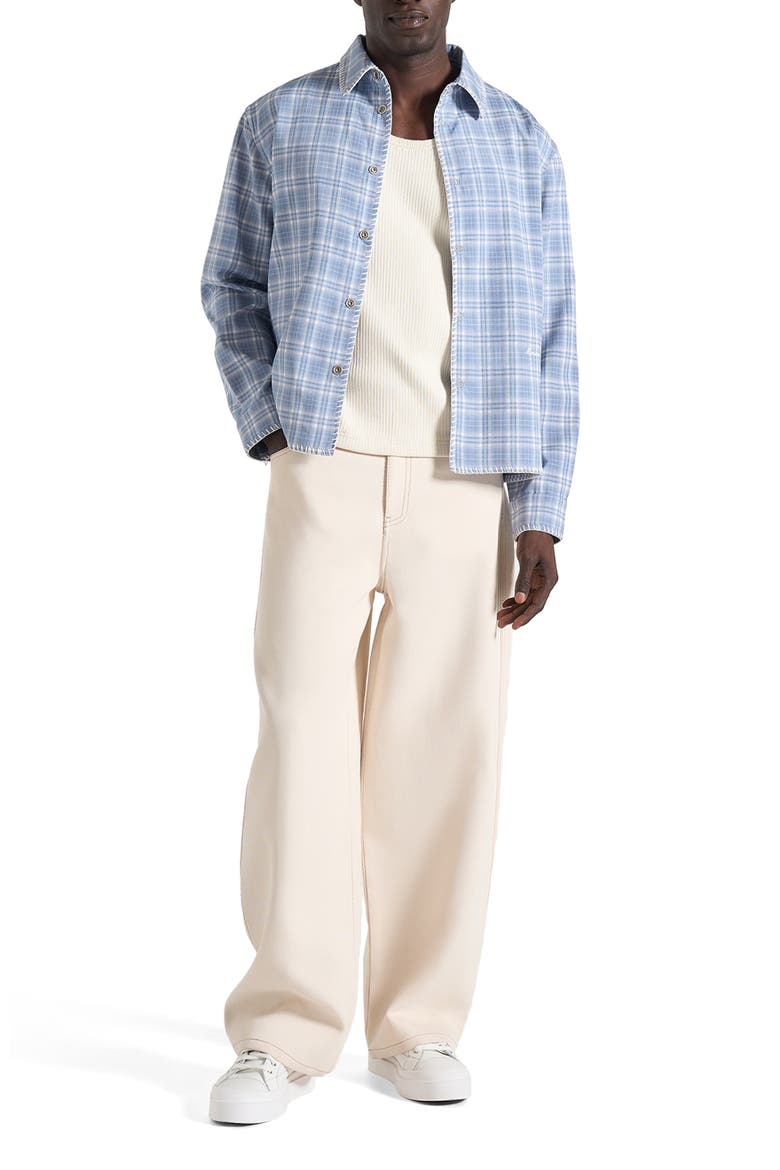 Blake Unisex Whipstitch Check Shirt, Alternate, color, Blue