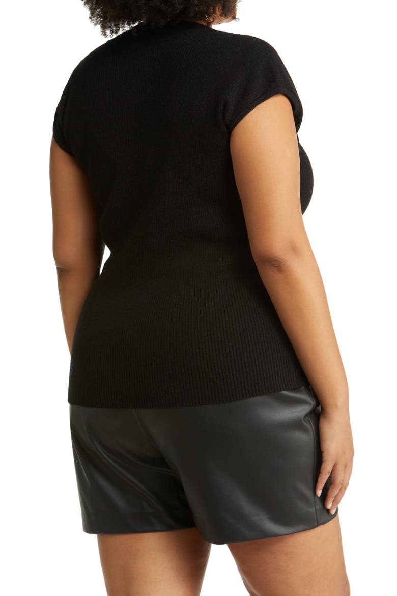 Cap Sleeve Envelope Neck Sweater, Alternate, color, BLACK