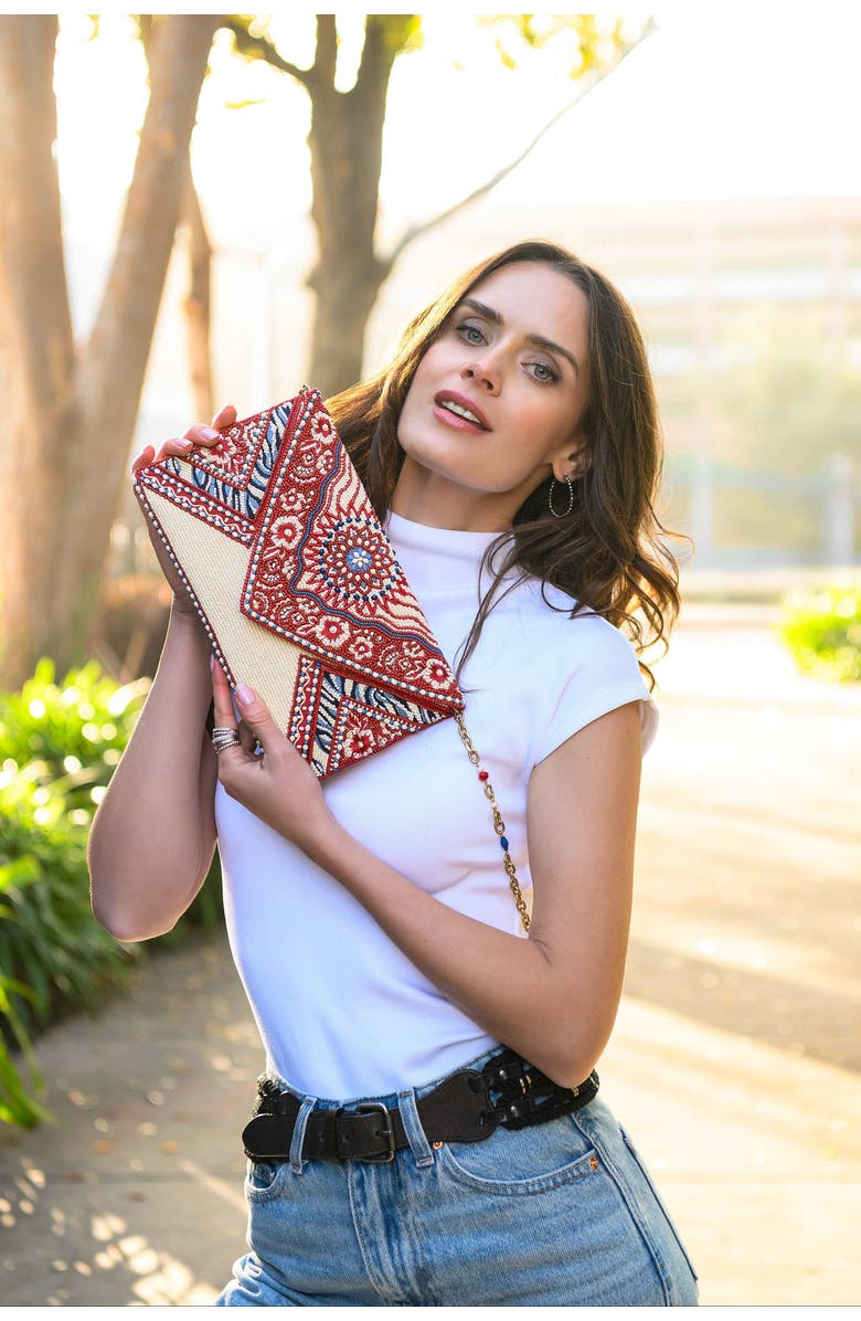 Mary Frances Accessories Tied & True Crossbody Handbag, Alternate, color, Red / White