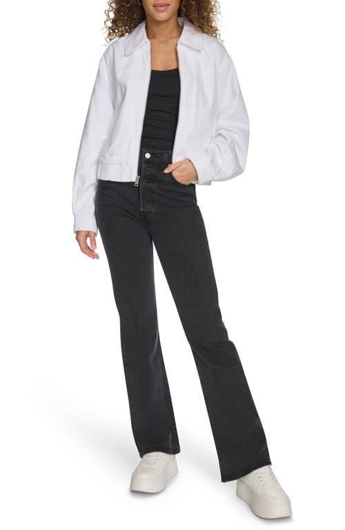 Levi's Women's Western Zip-front Denim Bomber Jacket In White Wash Denim