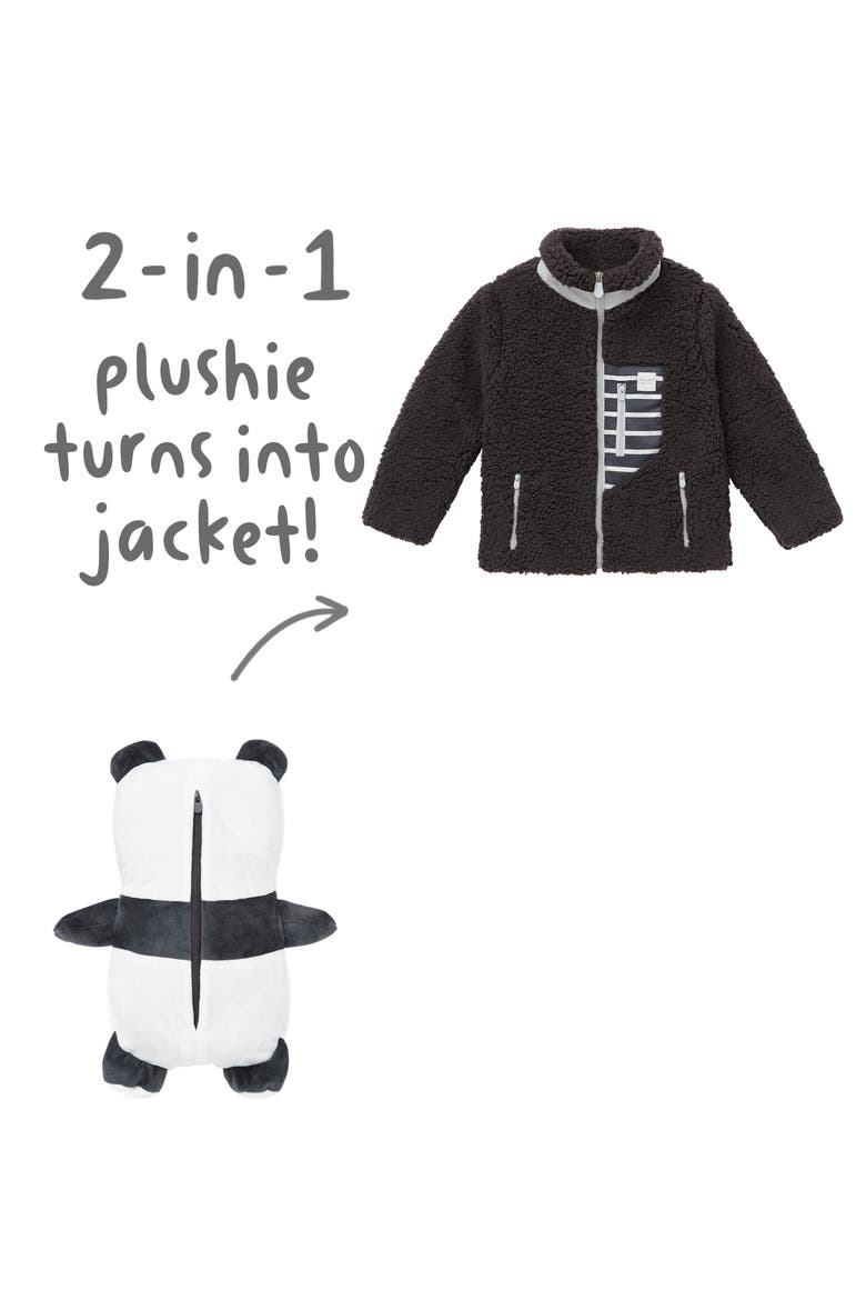 Kids' Papo the Panda 2-in-1 Stuffed Animal Fleece Jacket, Alternate, color, GREY