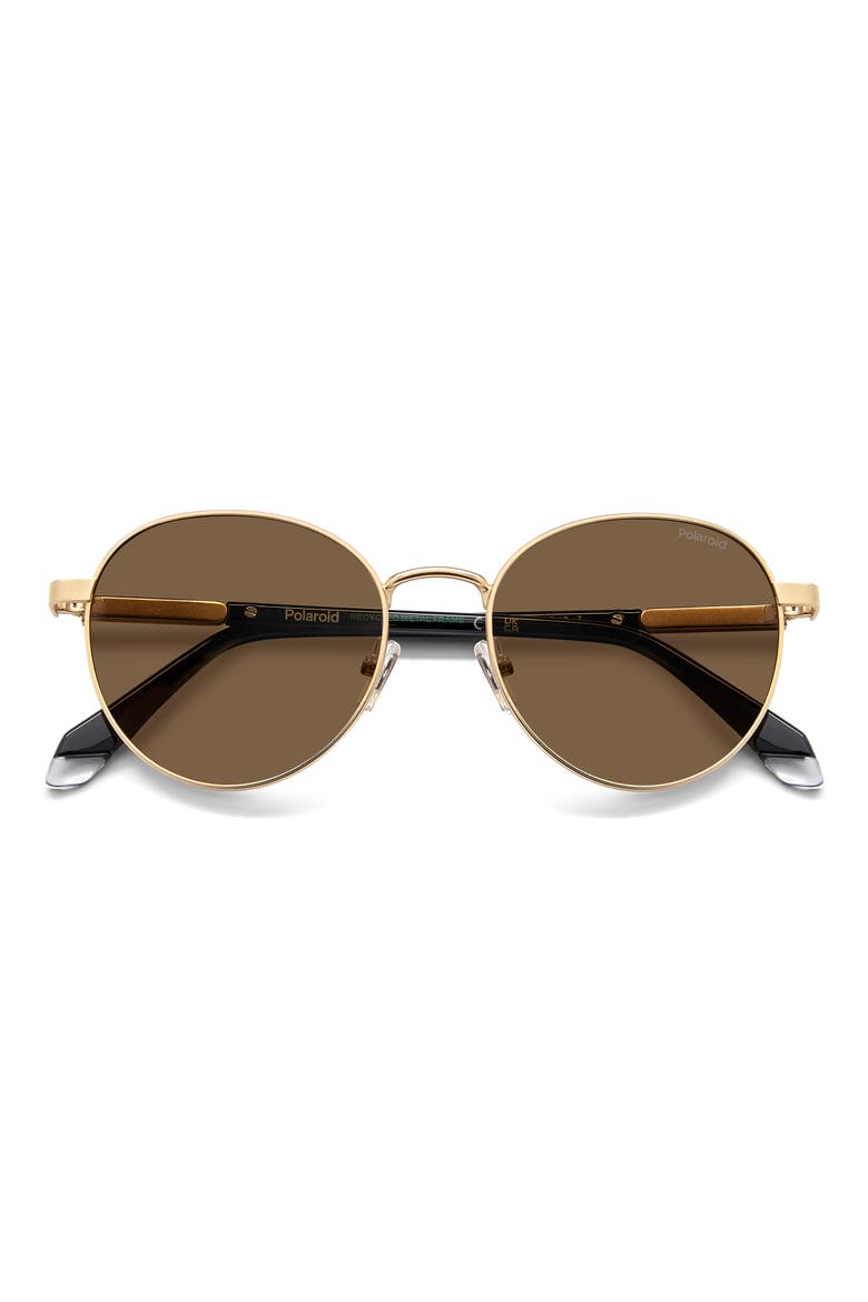 53mm Polarized Round Sunglasses, Main, color, MATTE GOLD/ BRONZE