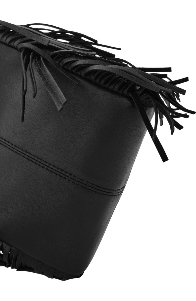 maje Leather bag with chain strap, Alternate, color, Black