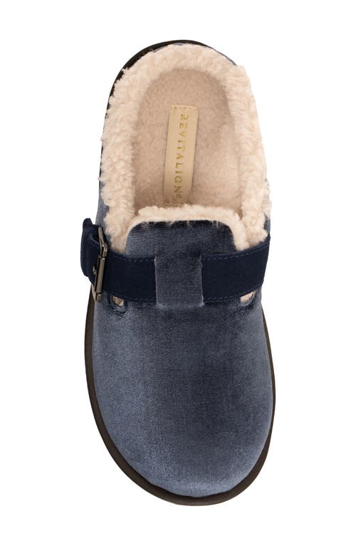 Revitalign Gift Velvet Faux Shearling Lined Slipper In Blue