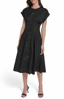 Calvin Klein Pintuck Fit and Flare Shirtdress
