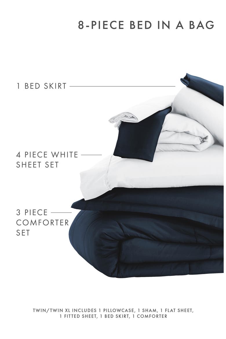 Premium 8-Piece Bed In A Bag, Alternate, color, NAVY