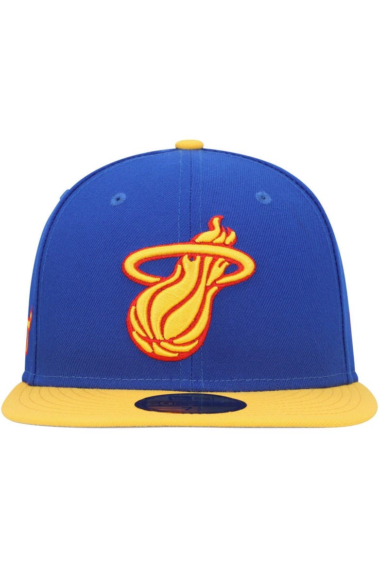 Men's New Era Blue Miami Heat Side Patch 59FIFTY Fitted Hat, Alternate, color, Blue