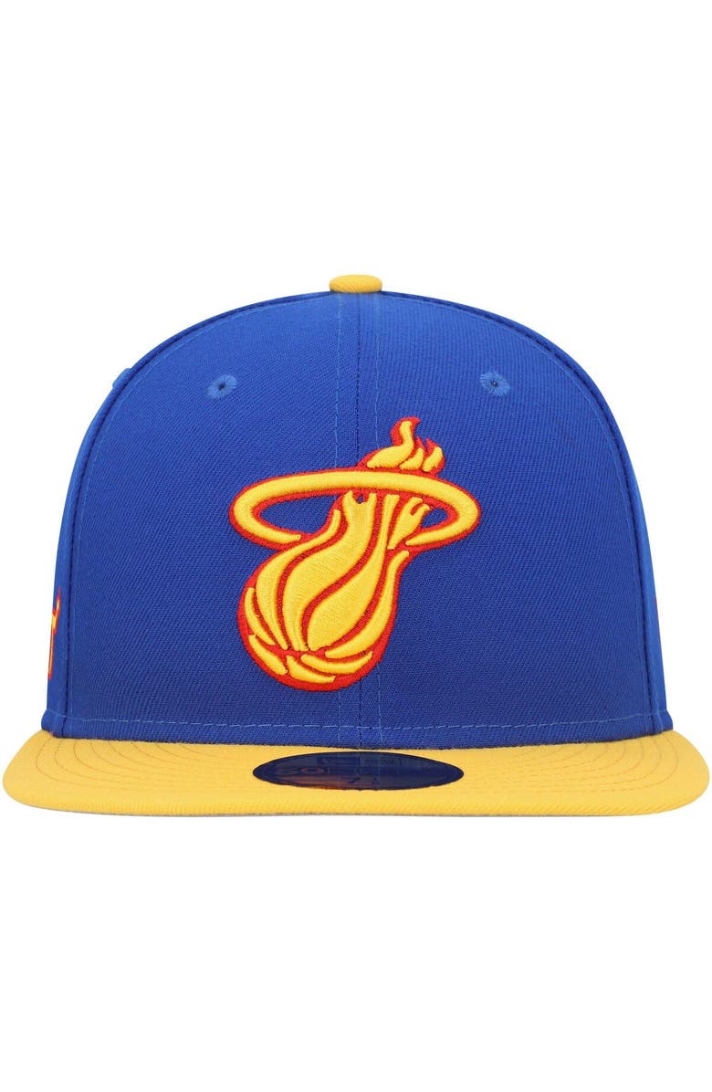 New Era Men's New Era Blue Miami Heat Side Patch 59FIFTY Fitted Hat, Alternate, color, 