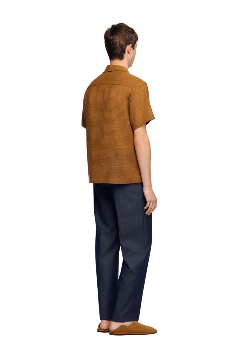 Openwork mesh shirt, Alternate, color, Camel
