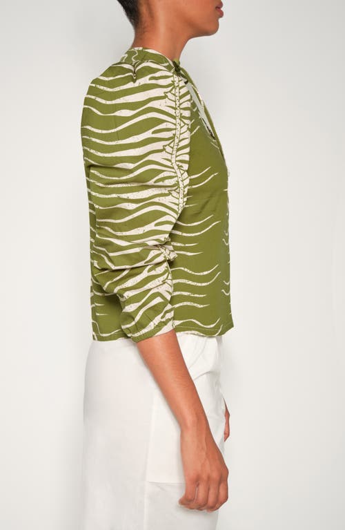 The Lulo Project Tulum Snakeskin Print Cotton Top In Green