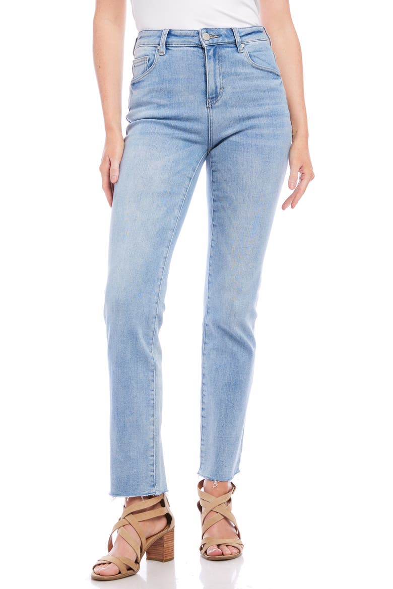 Raw Hem Straight Leg Jeans, Main, color, LIGHT BLUE