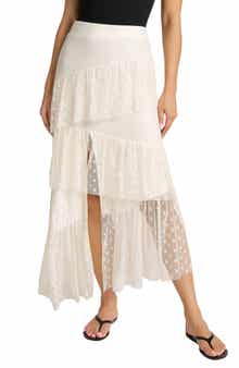 Asymmetrical Star Mesh Midi Skirt
