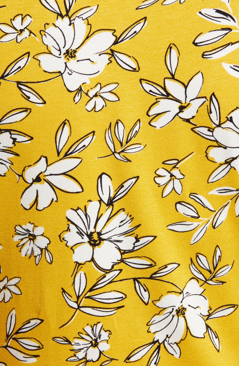 Loveappella Floral Print Faux Wrap Top, Alternate, color, Sunflower