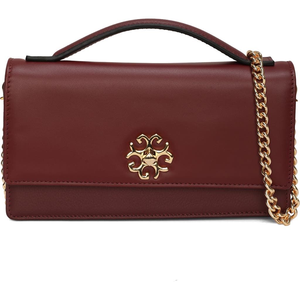 Gorski Top Handle Purse With Crossbody Chain In Brown