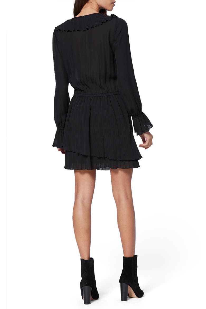 Salome Long Sleeve Silk Minidress, Alternate, color, BLACK