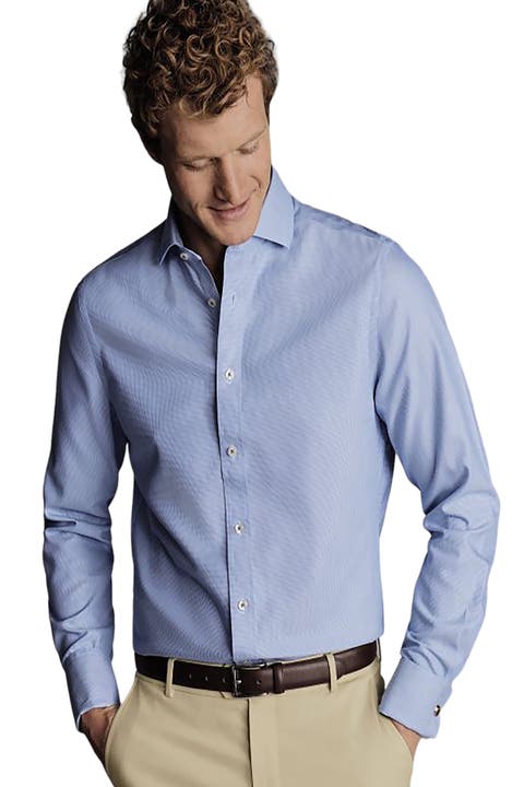 Non-Iron Clifton Weave Cutaway Slim Fit Shirt Double Cuff