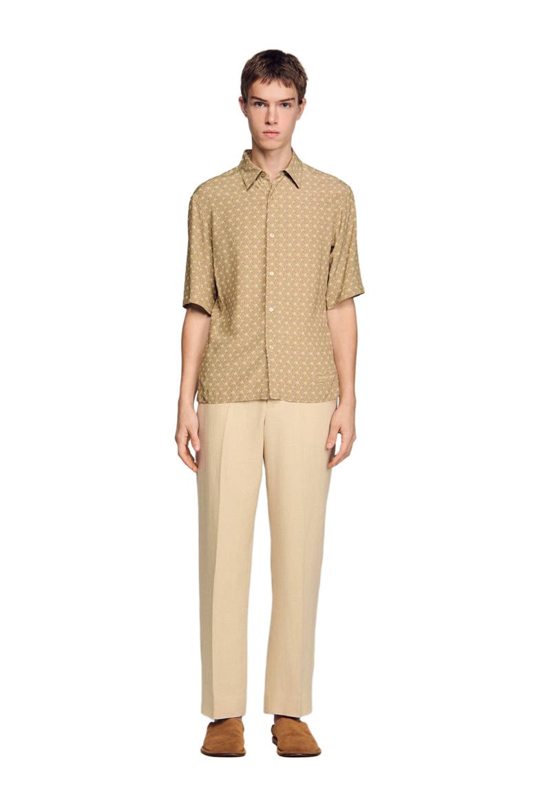 Link print loose-fit shirt, Alternate, color, Brown