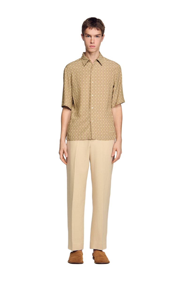 SANDRO Link print loose-fit shirt, Alternate, color, Brown