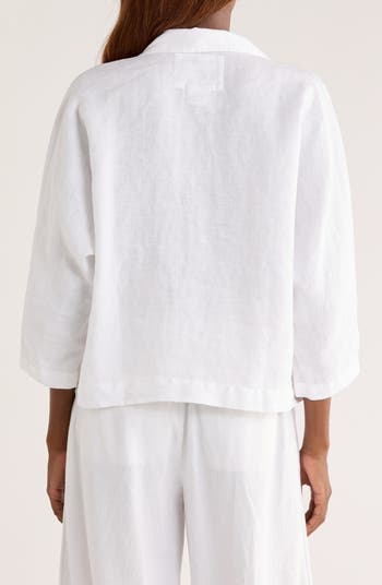 Frank & Eileen Gabi Crop Linen Popover Shirt | Nordstrom