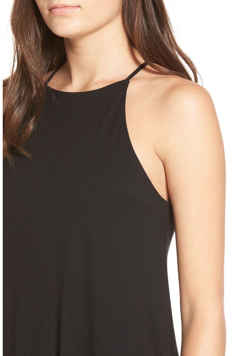 High Neck Knit Swing Dress, Alternate, color, BLACK