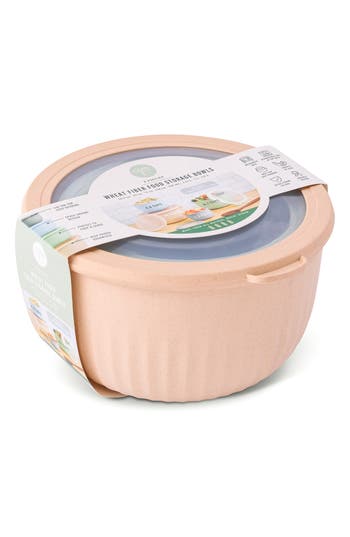 Core Home 8-piece Wheat Fiber Round Bowl Set In Pink