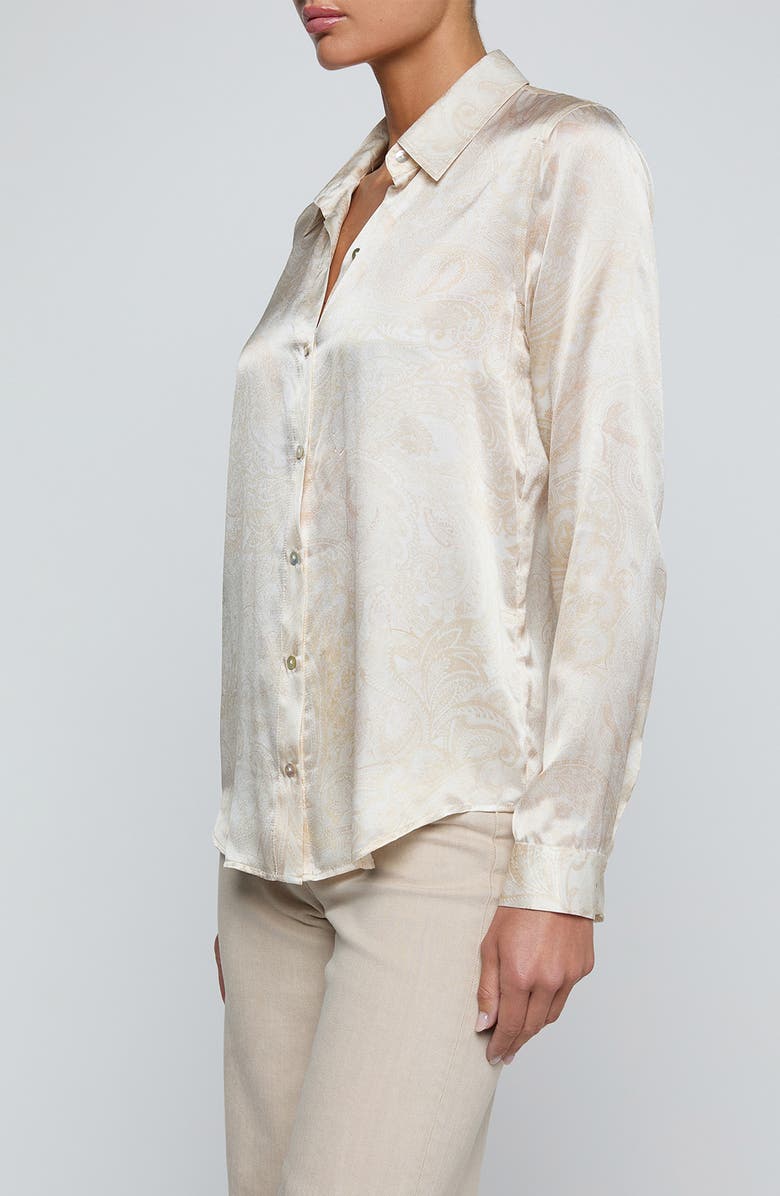 L'AGENCE Tyler Paisley Silk Shirt, Alternate, color, Vintage White Tnl Paisley
