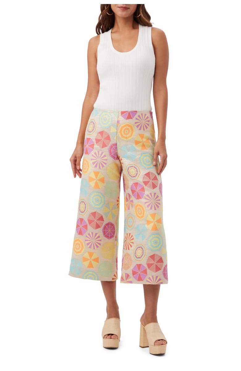 Trina Turk Diona Crop Umbrella Jacquard Pant, Alternate, color, 