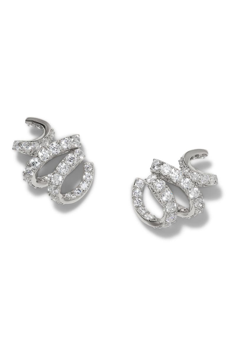 Ane Cubic Zirconia Ribbon Stud Earrings, Alternate, color, RHODIUM