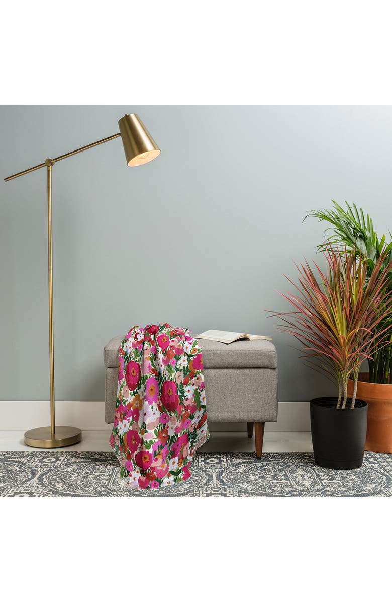 Deny Designs Fringe Trim Throw Blanket, Alternate, color, Pink