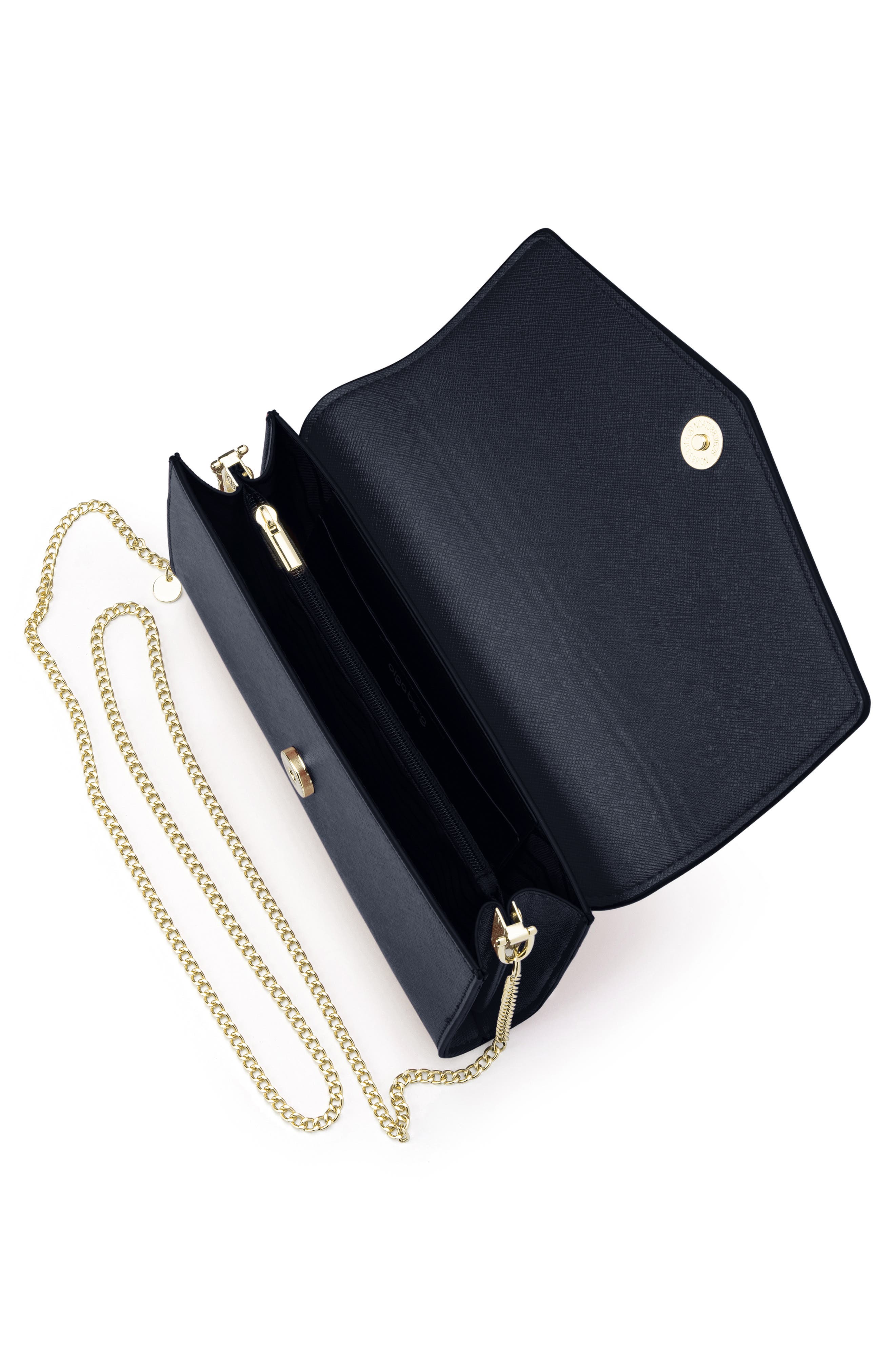 Olga Berg Nic Faux Leather Clutch, Alternate, color, Navy