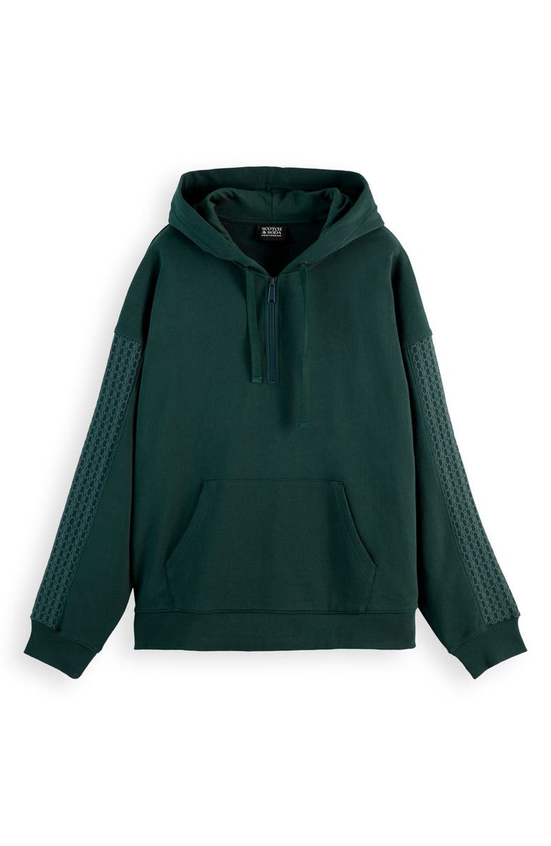 Scotch & Soda Pattern Panel Quarter Zip Hoodie, Alternate, color, Amsterdam Green