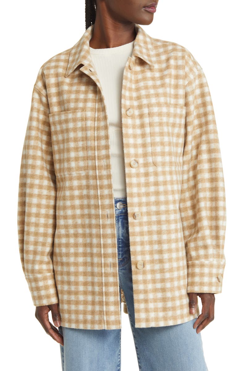 FRAME Gingham Oversize Shirt Jacket, Main, color,