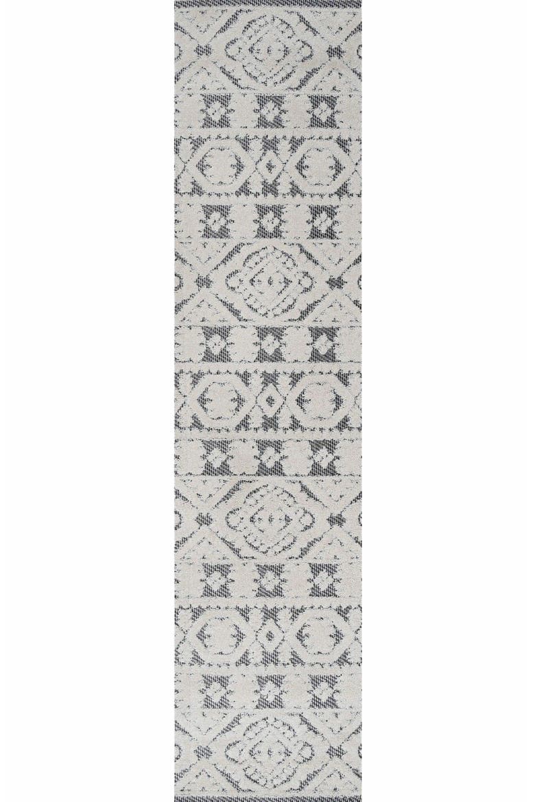 Citta High-Low Pile Mediterranean Tile Indoor/Outdoor Area Rug, Alternate, color, White/Black