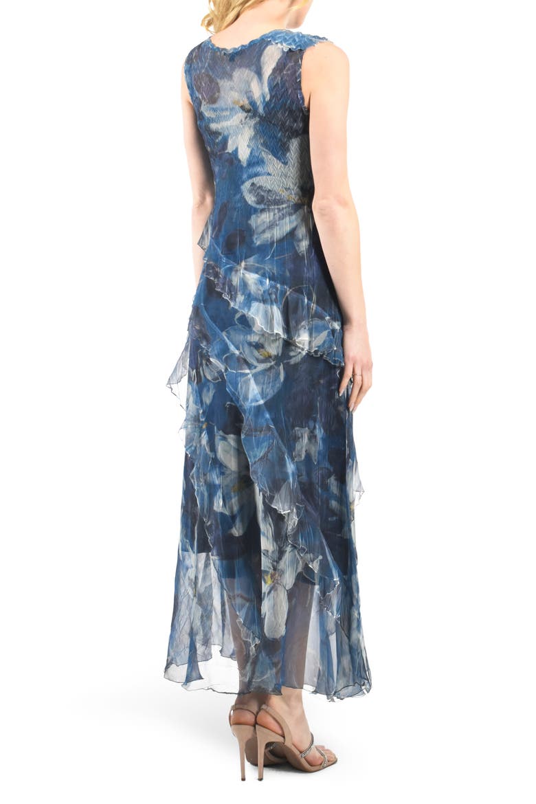 Ruffle Tiered Chiffon & Charmeuse Maxi Dress, Alternate, color, WHITE MAGNOLIA