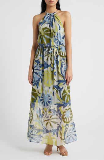 Floral Chain Neck Maxi Dress
